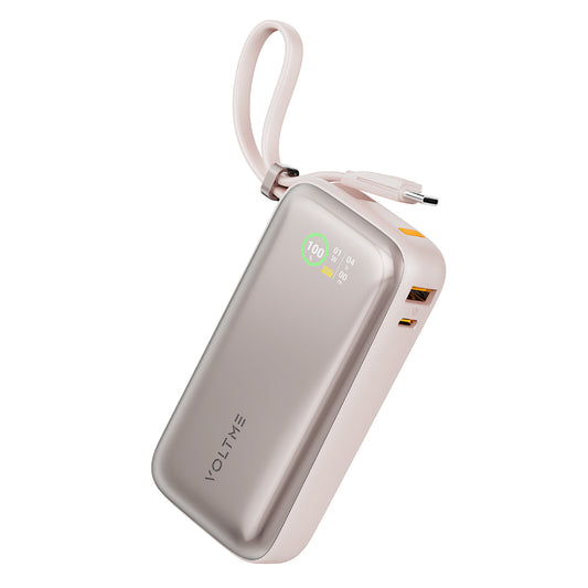 Voltme Hypercore Z 10K mAh PowerBank with Built-in USB-C Cable Sakura