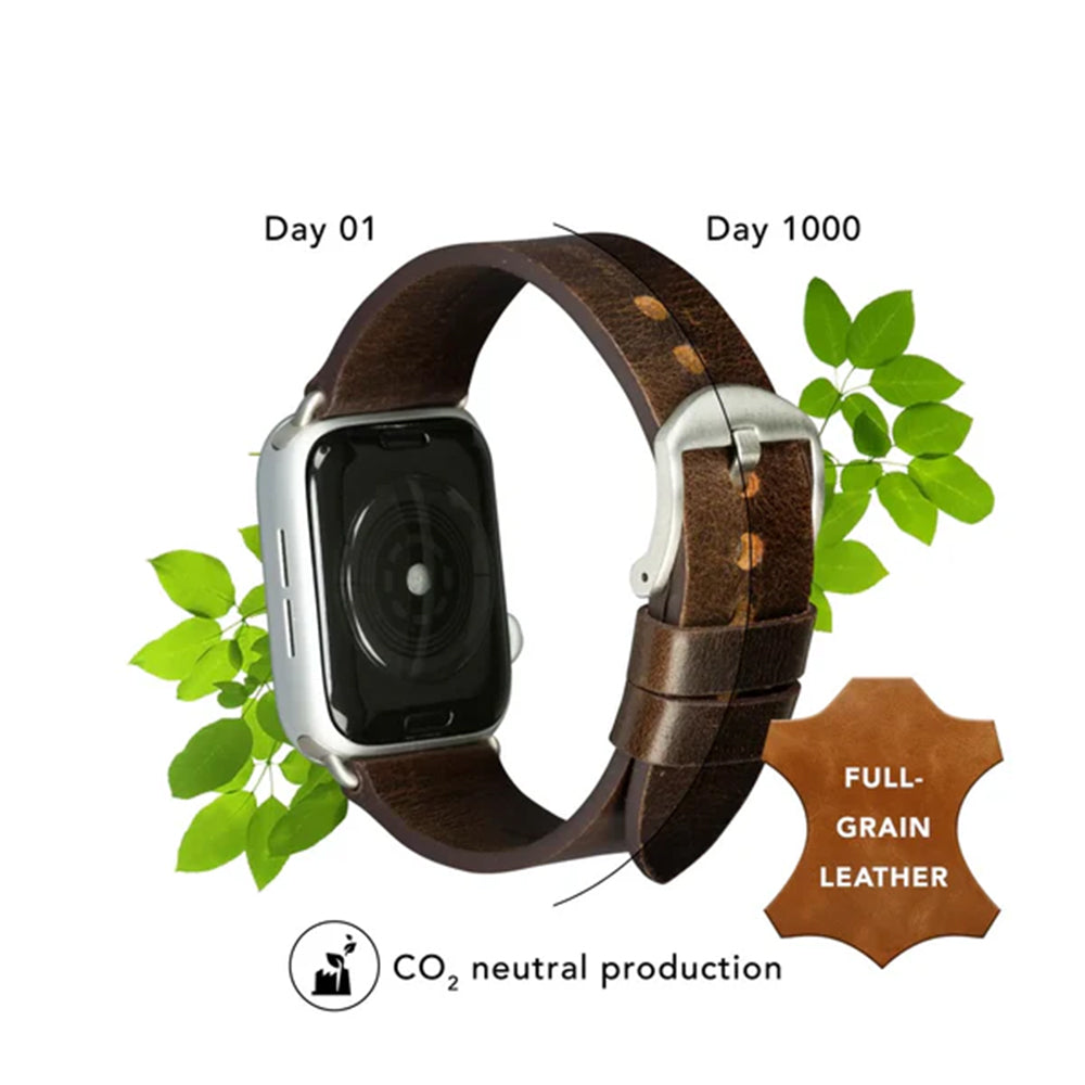 dbramante1928 Bornholm Watch Strap for Apple Watch 42/44/45/46 (2024)/49mm – Brown/Silver