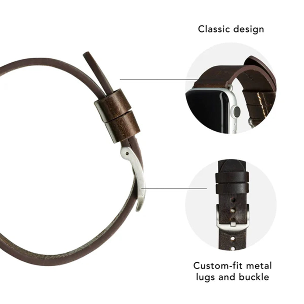 dbramante1928 Bornholm Watch Strap for Apple Watch 42/44/45/46 (2024)/49mm – Brown/Silver