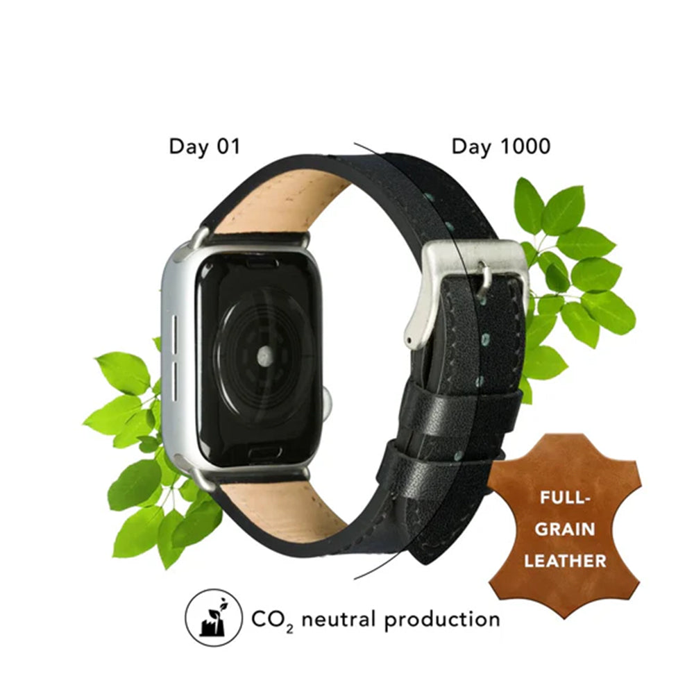 dbramante1928 Copenhagen Watch Strap for Apple Watch 42/44/45/46 (2024)/49mm – Black/Silver
