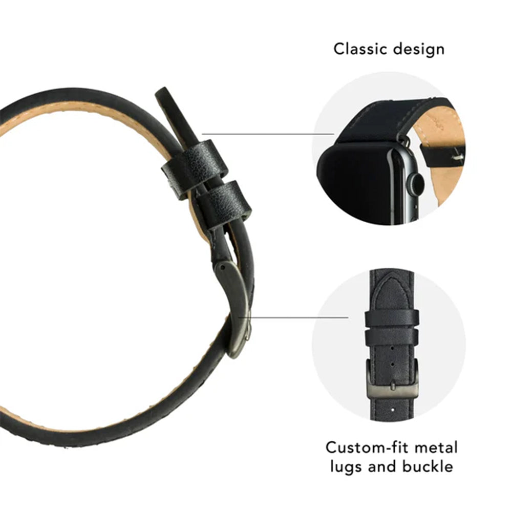 dbramante1928 Copenhagen Watch Strap for Apple Watch 42/44/45/46 (2024)/49mm – Black/Grey