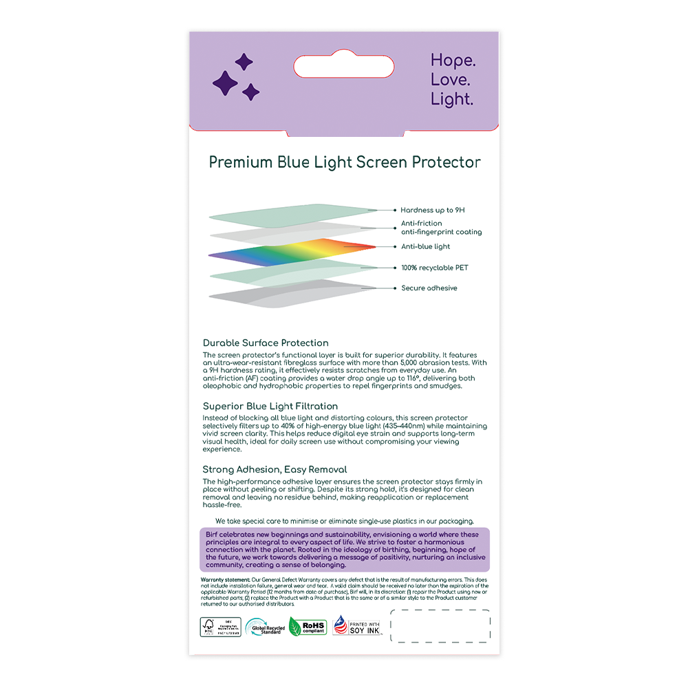 Birf Premium Blue Light Screen Protector for iPhone 17
