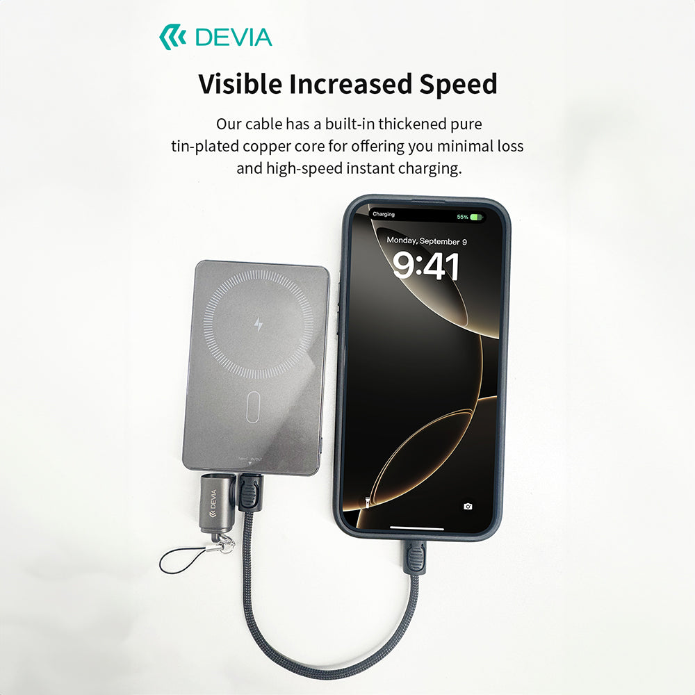 DEVIA Cable Ultra10 Type-C to Type-C Keychain Lanyard Fast Cable (0.2M) EC644  - Black