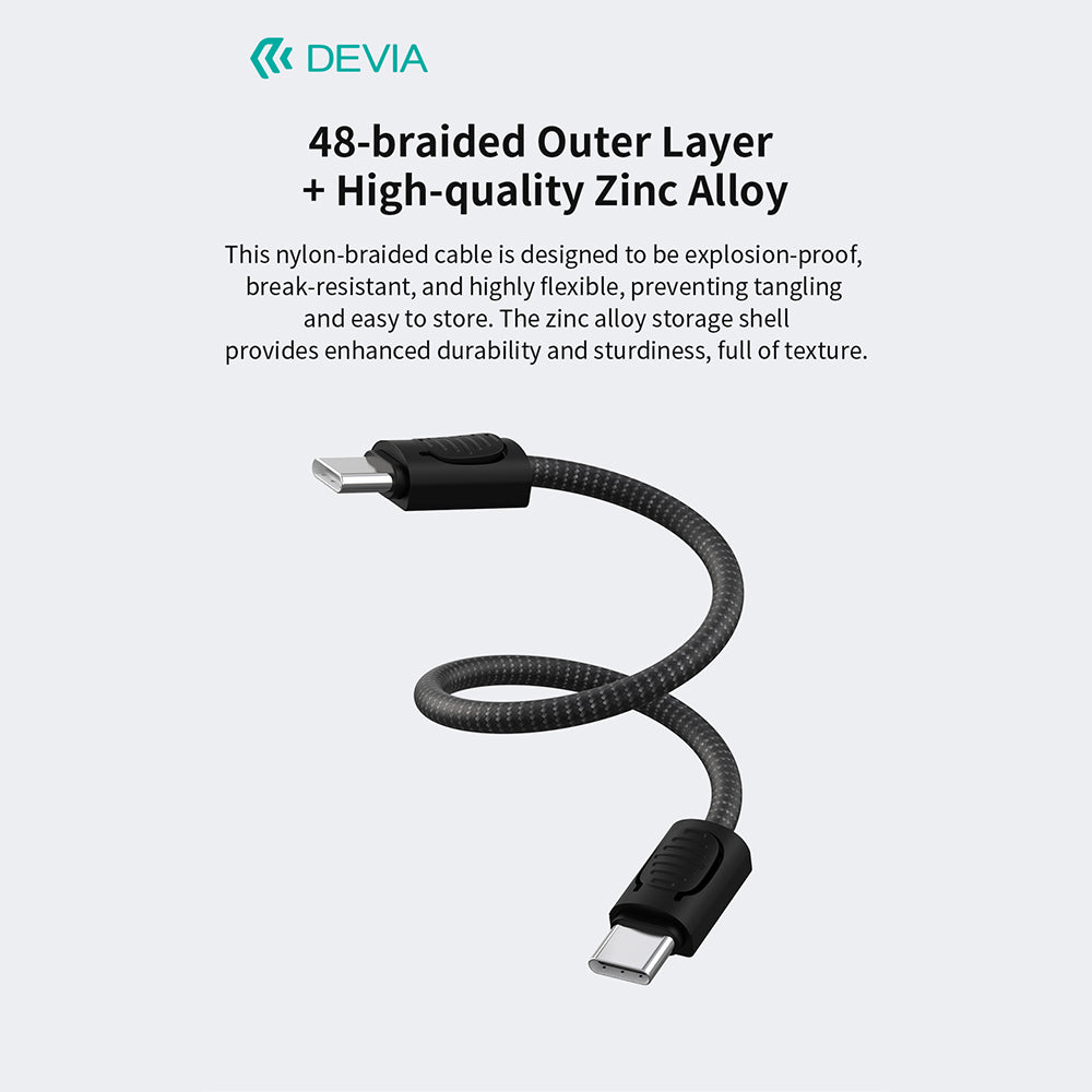 DEVIA Cable Ultra10 Type-C to Type-C Keychain Lanyard Fast Cable (0.2M) EC644  - Black