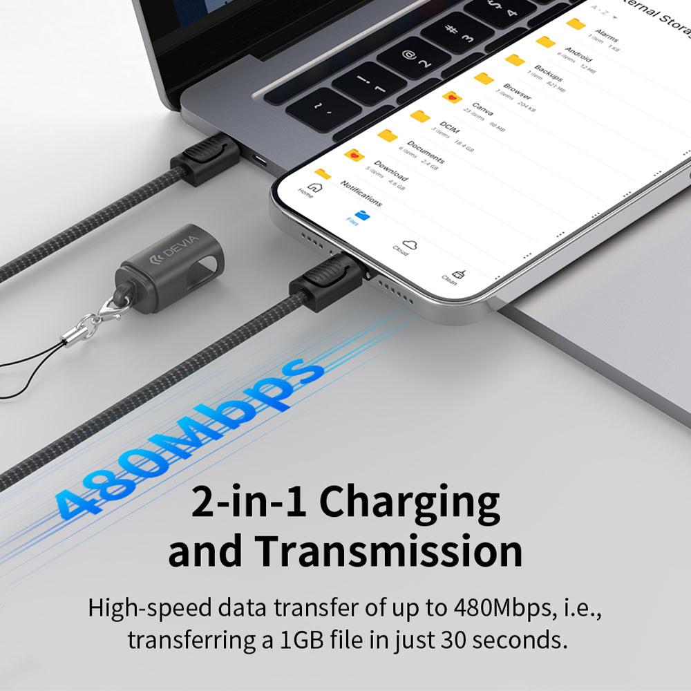 DEVIA Cable Ultra10 Type-C to Type-C Keychain Lanyard Fast Cable (0.2M) EC644  - Black