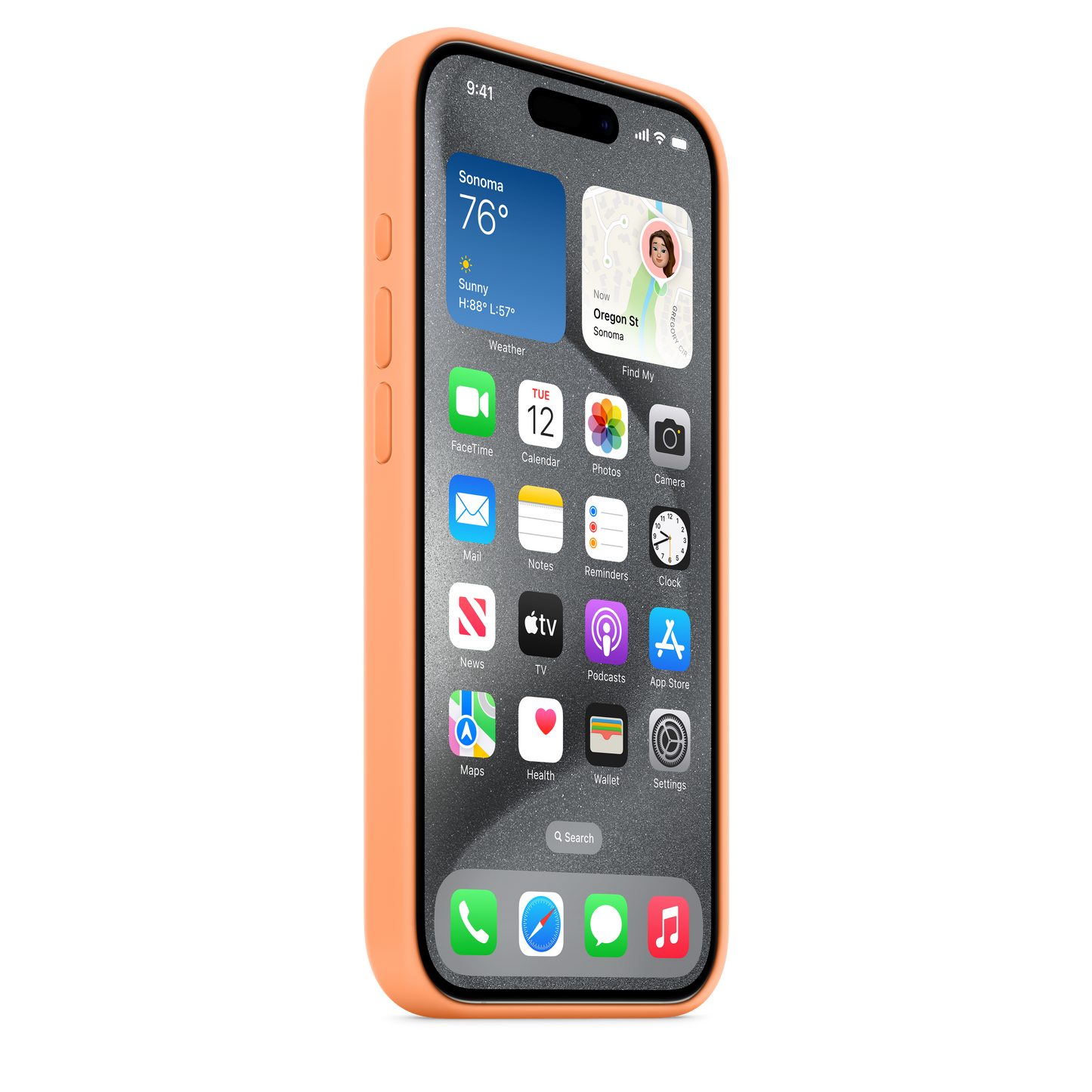 Apple iPhone 15 Pro Silicone Case with MagSafe Orange Sorbet