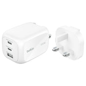 Belkin BoostCharge Pro 100W 3-Ports GAN Wall Charger with International Plug White