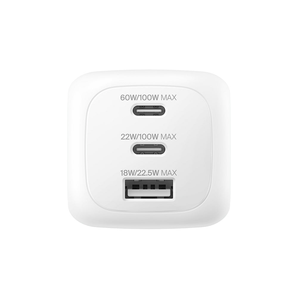 Belkin BoostCharge Pro 100W 3-Ports GAN Wall Charger with International Plug White